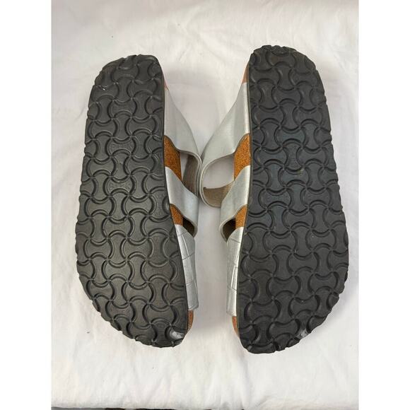 Birkenstock Papillio Pisa Silver Woven Slide On Sandals Sz 40/9 GS - Picture 5 of 7